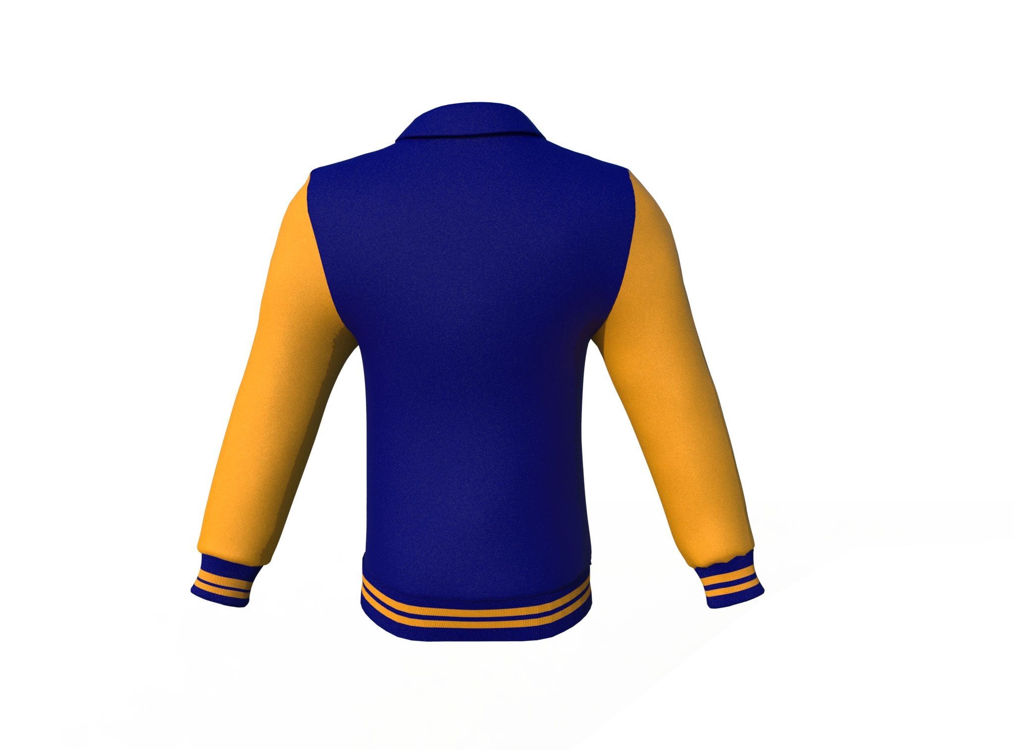 Navy Varsity Letterman Jacket with Gold Sleeves - Shearling leather