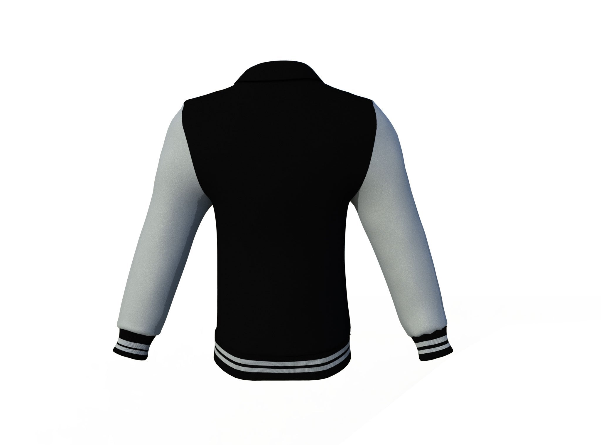 Black Varsity Letterman Jacket with Grey Sleeves - Shearling leather