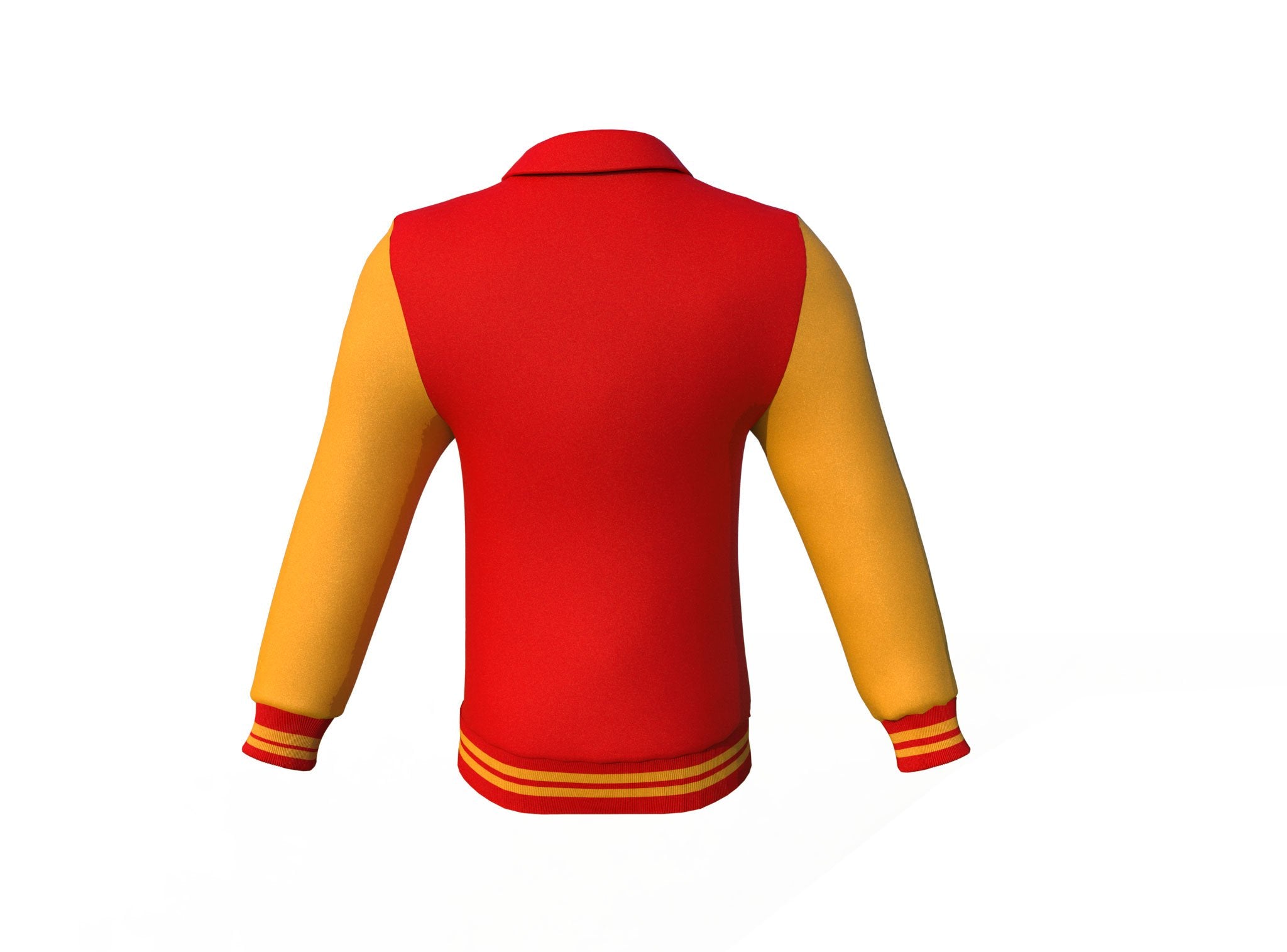 Red Varsity Letterman Jacket with Gold Sleeves - Shearling leather
