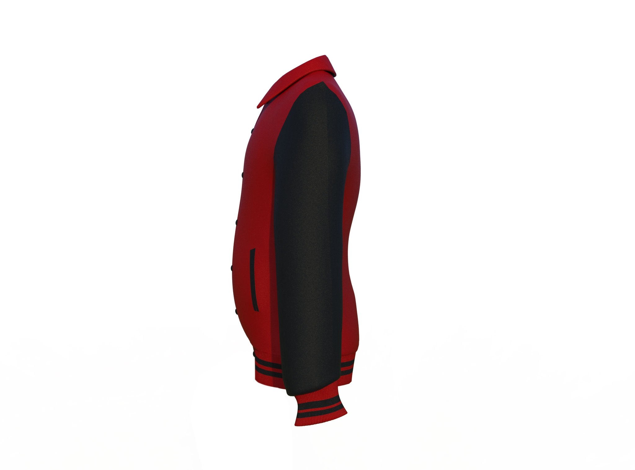 Maroon Varsity Letterman Jacket with Black Sleeves - Shearling leather