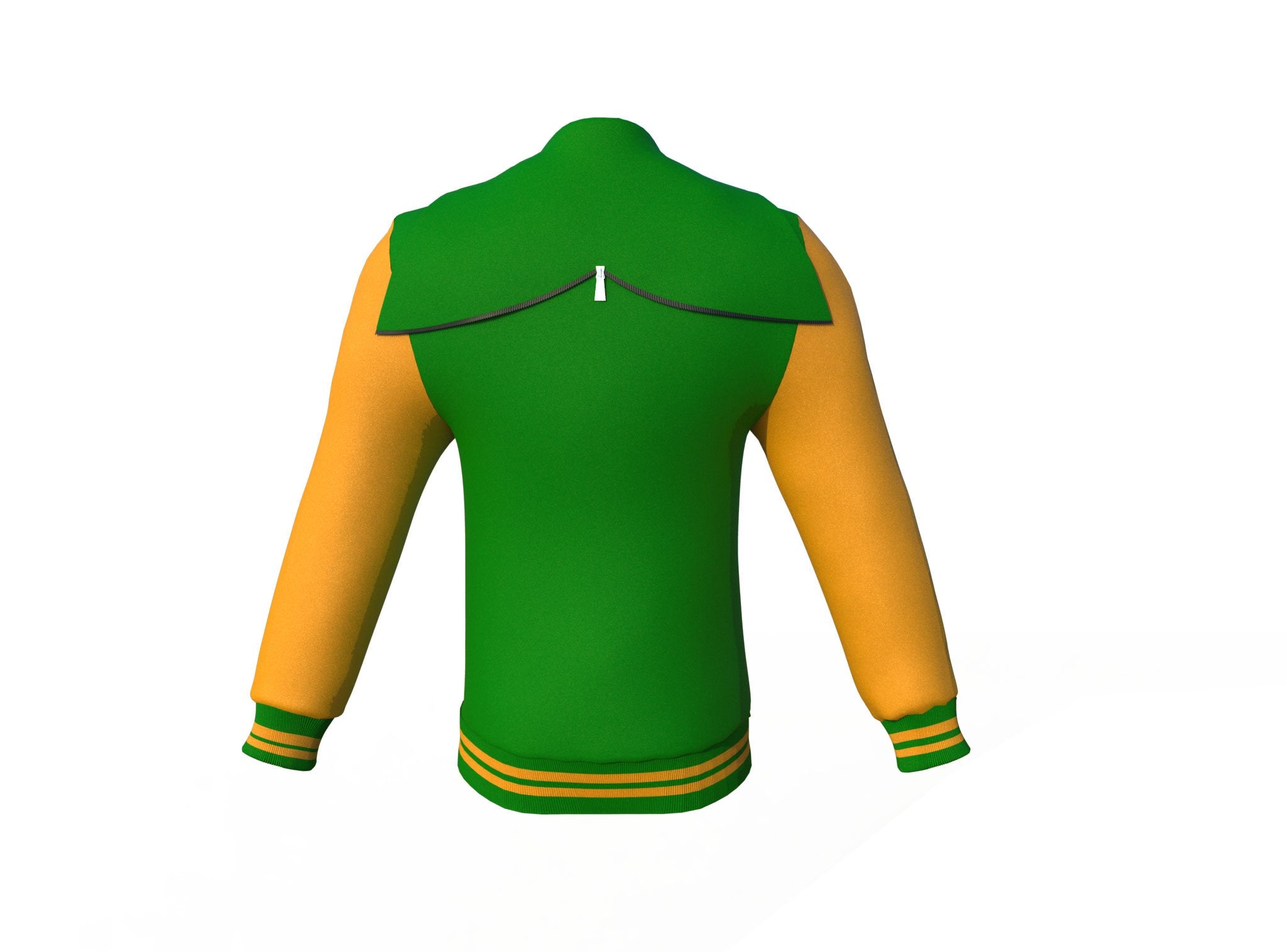 Dark Green Varsity Letterman Jacket with Gold Sleeves - Shearling leather