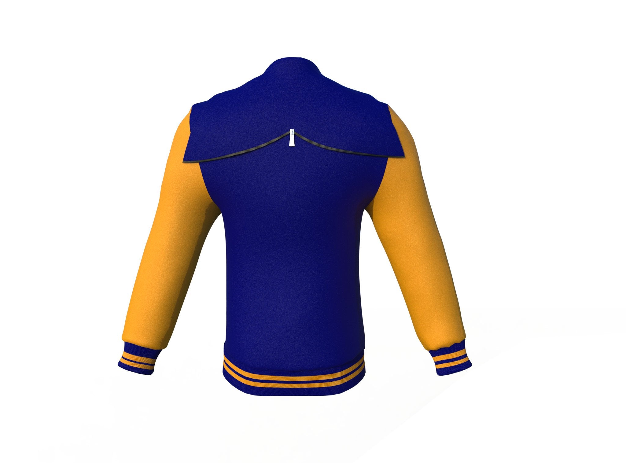 Navy Varsity Letterman Jacket with Gold Sleeves - Shearling leather