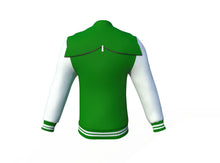 Load image into Gallery viewer, Dark Green Varsity Letterman Jacket with White Sleeves - Shearling leather
