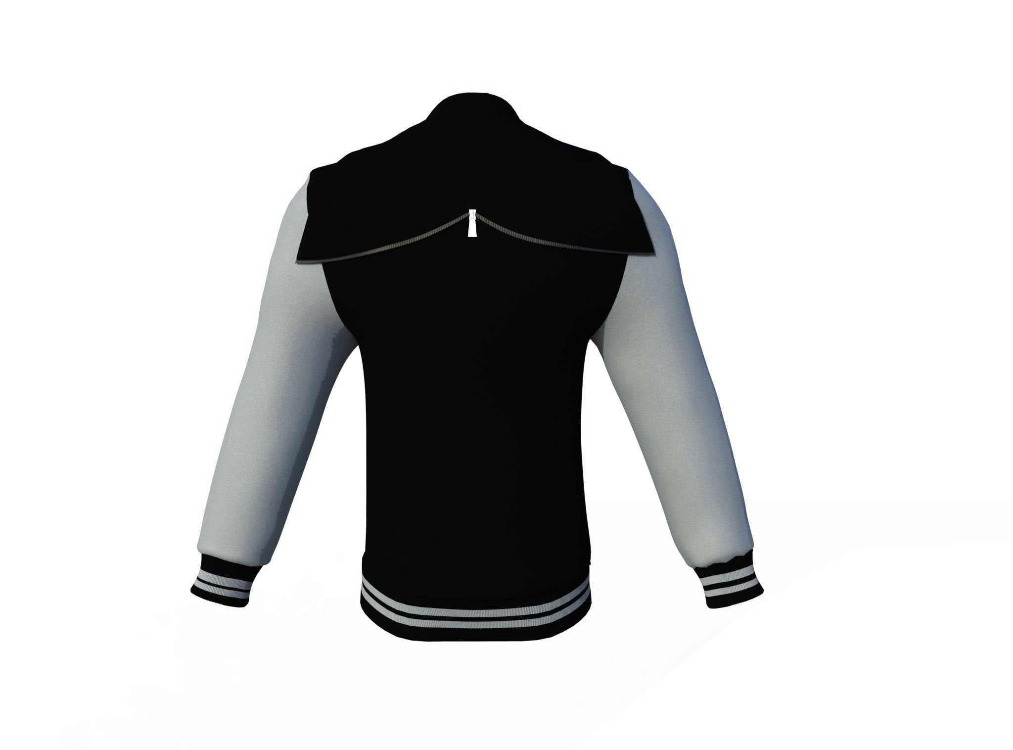 Black Varsity Letterman Jacket with Grey Sleeves - Shearling leather