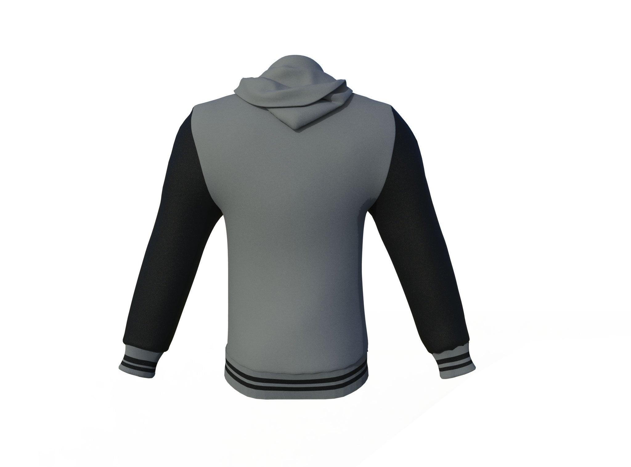 Grey Varsity Letterman Jacket with Black Sleeves - Shearling leather