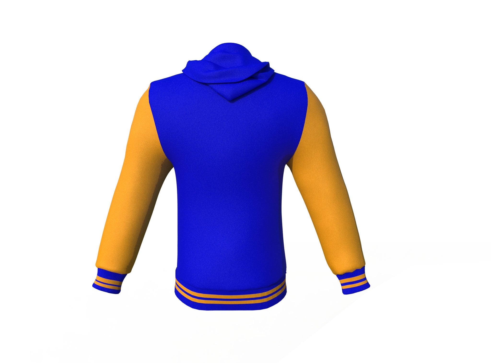 Blue Varsity Letterman Jacket with Gold Sleeves - Shearling leather