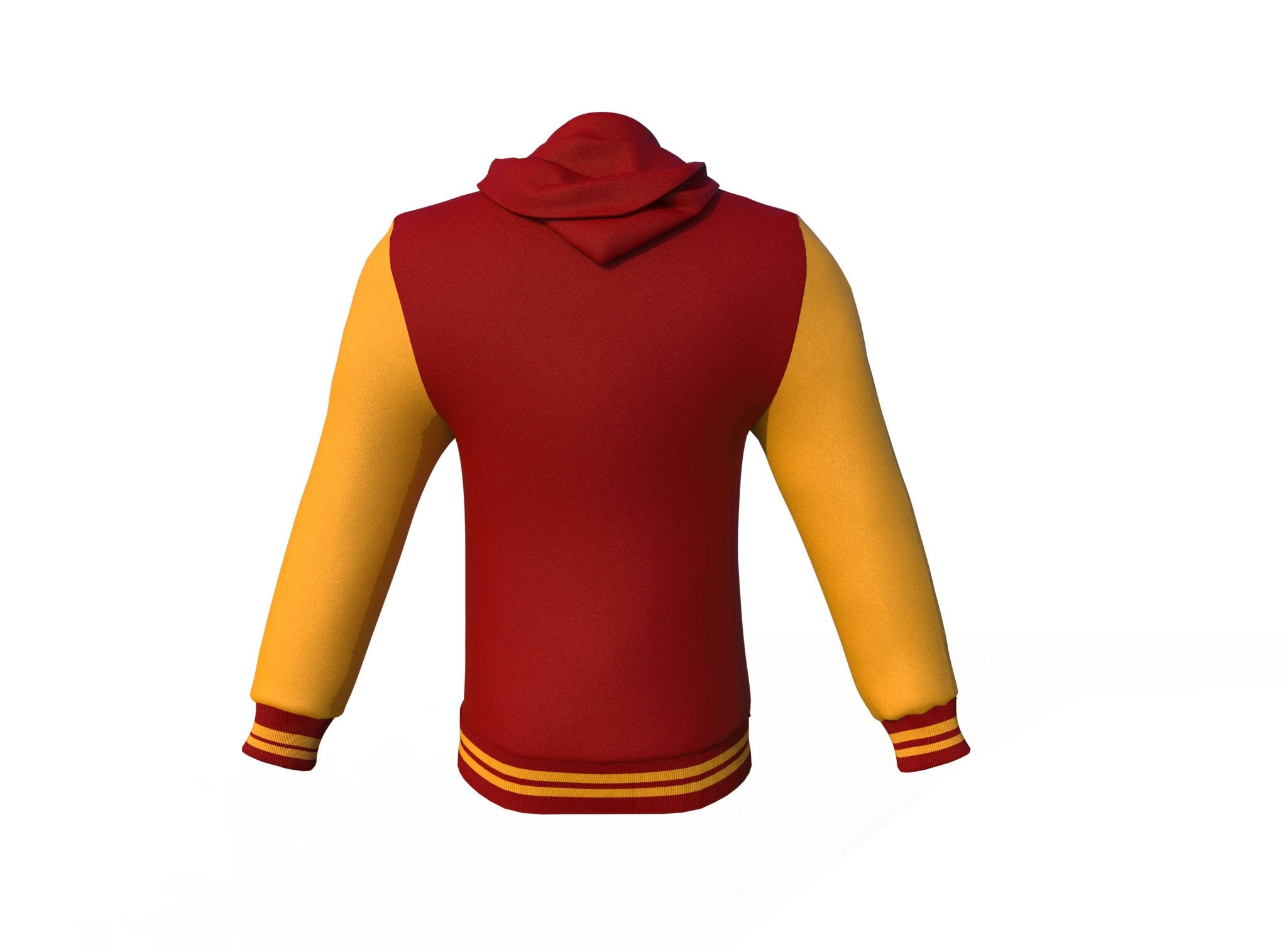 Maroon Varsity Letterman Jacket with Gold Sleeves - Shearling leather