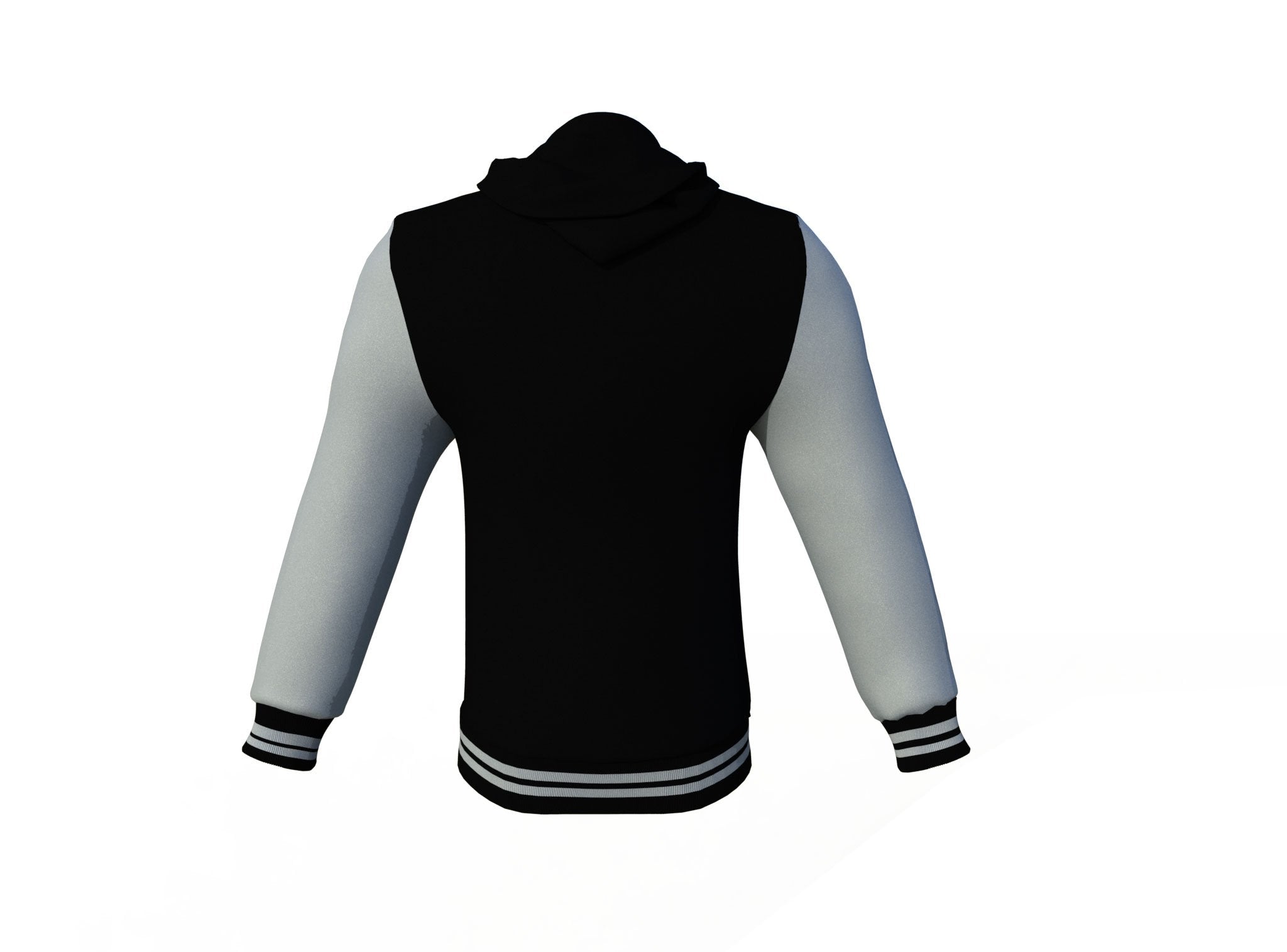 Black Varsity Letterman Jacket with Grey Sleeves - Shearling leather