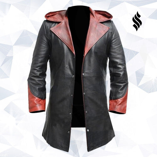 Devil Leather Trench Coat - Shearling leather