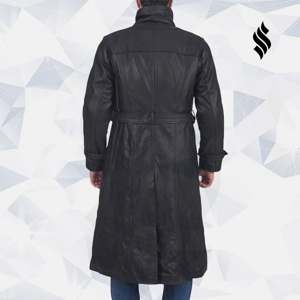 Daniel Black Leather Trench Coat - Shearling leather