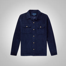 Load image into Gallery viewer, Dark Blue Corduroy Jacket For Mens
