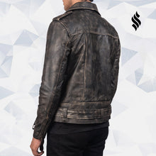 Load image into Gallery viewer, Brown Leather Biker Jacket | Biker Leather Jacket | Motorcycle Jacket
