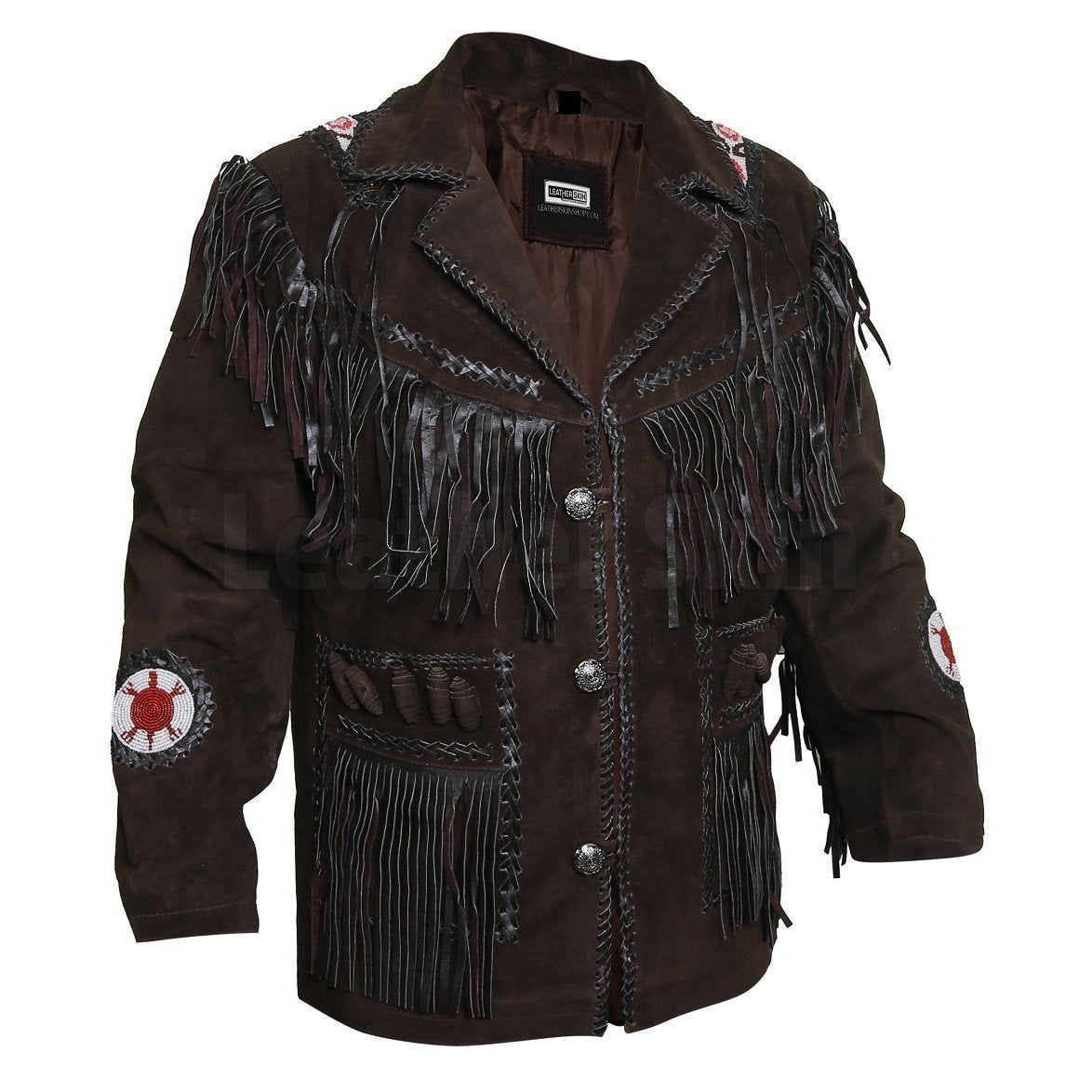 Edgy Chocolate Brown Leather Jacket with Fringes - Shearling leatherChocolate Brown Fringe Leather Jacket | Buy Western Leather Jackets