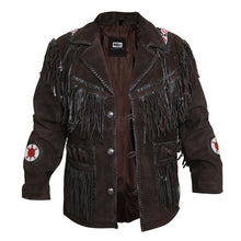 Load image into Gallery viewer, Chocolate Brown Fringe Leather Jacket | Buy Western Leather Jackets
