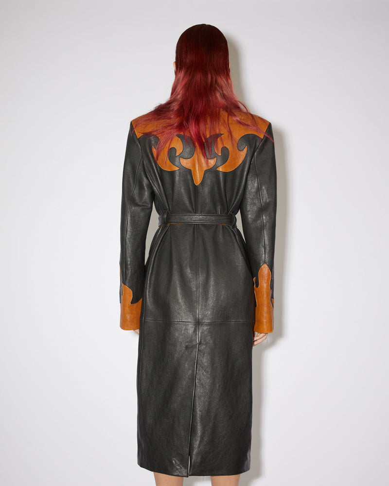 Fire Blaze Women's Leather Trench Coat 