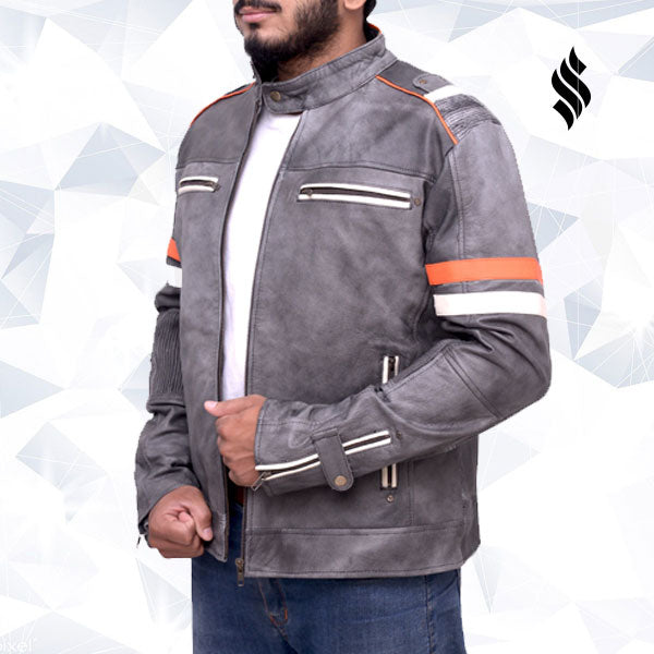 Grey Biker Jacket | Motorcycle Jacket | Biker Jacket Men | Biker Jacket