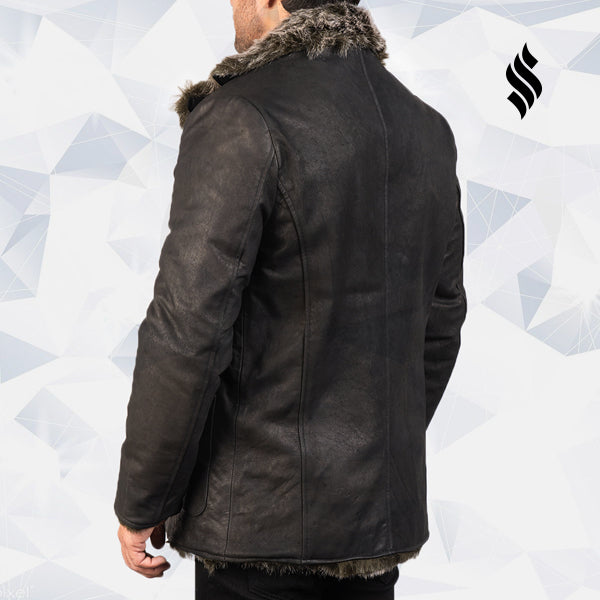 Furlong Black Leather Trench Coat - Shearling leather