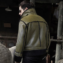 Load image into Gallery viewer, Green Mens RAF Flying Pilot Sheepskin Shearling Leather Jacket
