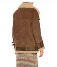 Load image into Gallery viewer, Hailey Baldwin Velocite Shearling Brown Jacket - Shearling leather
