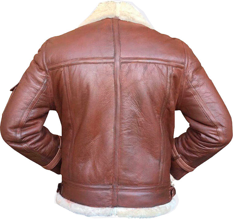Handmade Mens Flying Leather Jacket With Fur | Aviator Leather Jackets