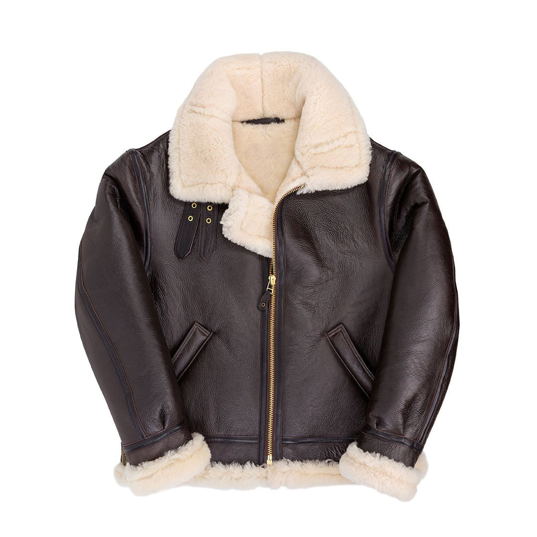 Men's Shearling B3 Fur Hoodie Style Bomber Coat - Shearling leather