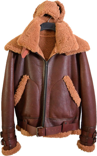 Hot Sale Mens B3 Bomber Leather Jacket With Fur - Shearling leather