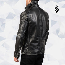 Load image into Gallery viewer, Black Leather Biker Jacket | Mens Leather Biker Jacket | Biker Jackets
