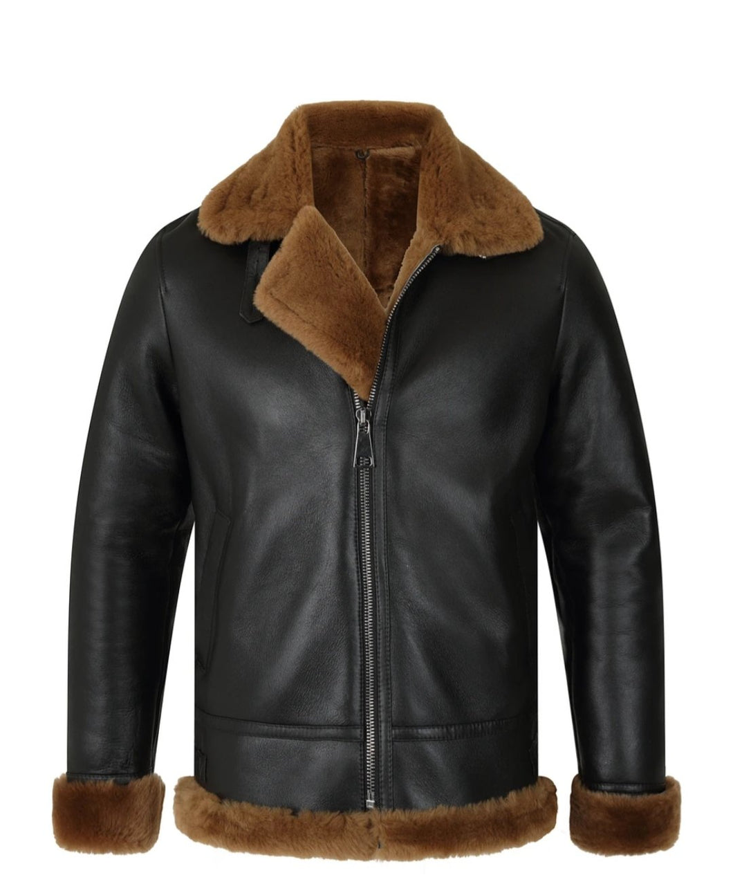 Classic Ginger Brown B3 Bomber Aviator Shearling Jacket - Shearling leather