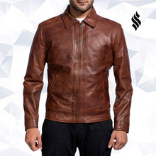 Load image into Gallery viewer, Inferno Brown Leather Jacket - Shearling leather
