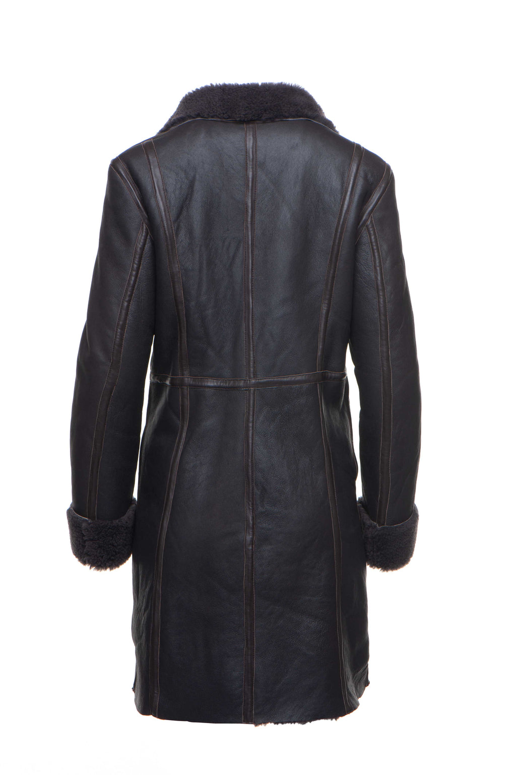 Shaunna's buttoned 3/4 length shearling coat - Shearling leather