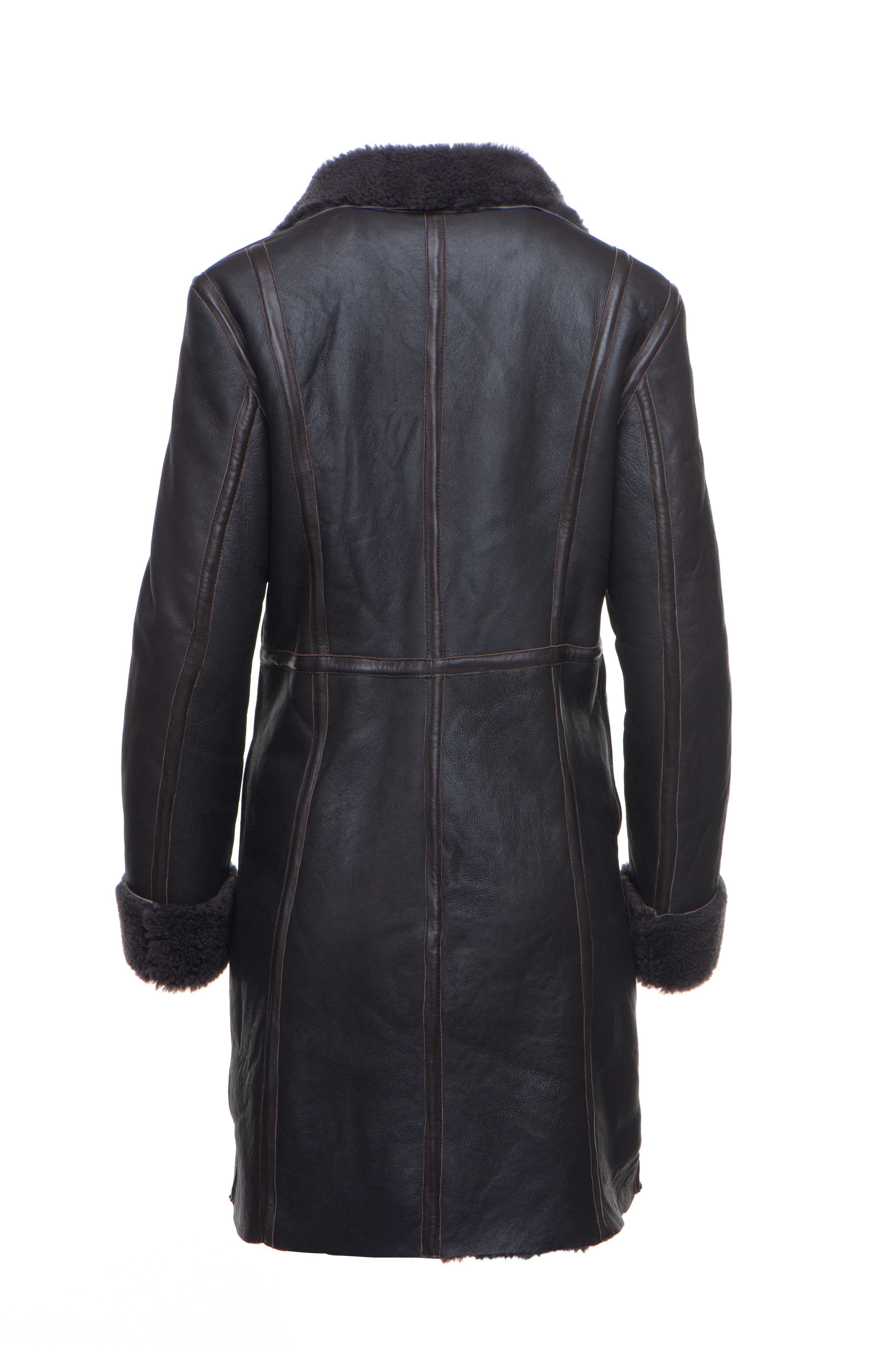 Shaunna's buttoned 3/4 length shearling coat - Shearling leather