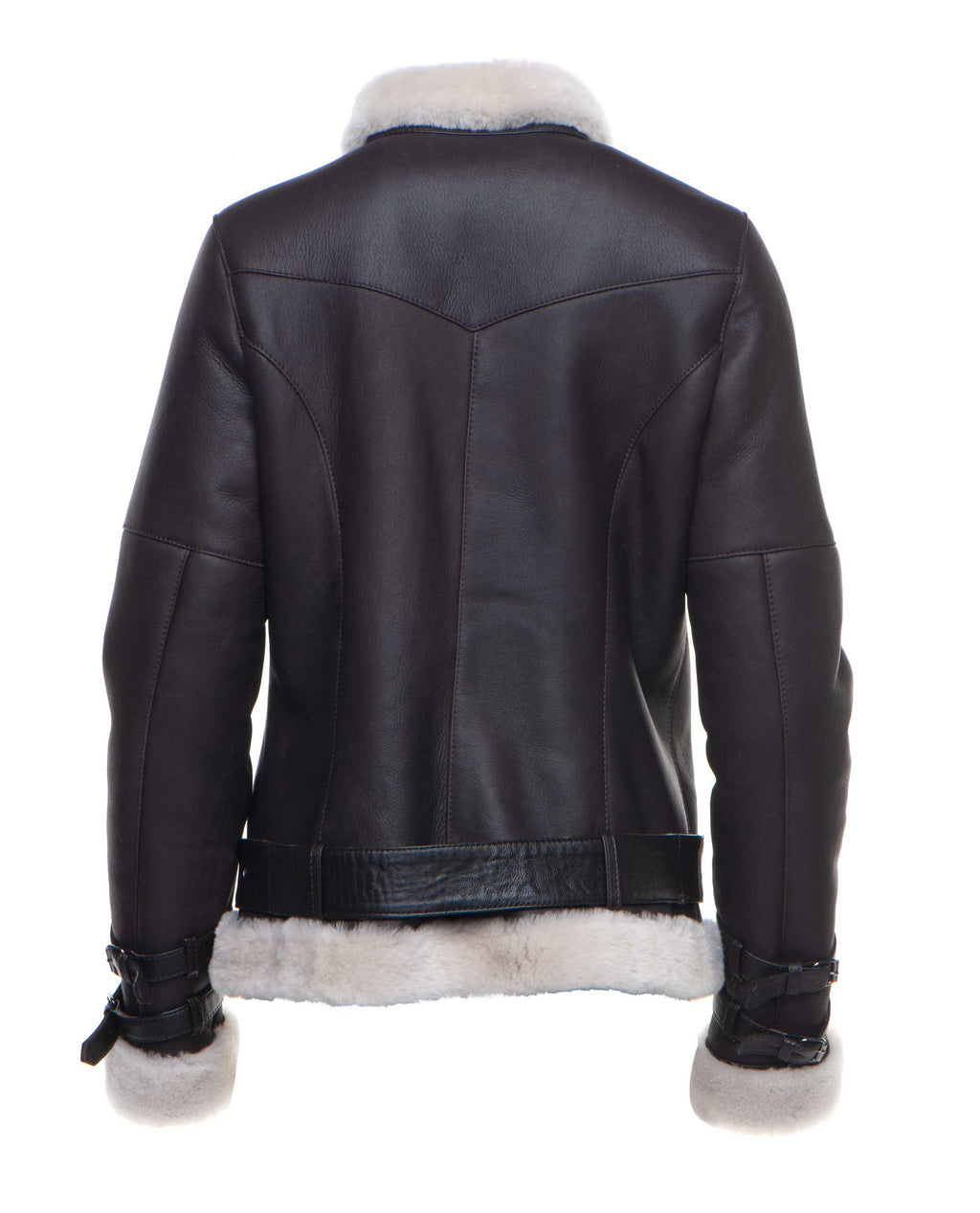 Jayne's Sheepskin Brown Biker Shearling Jacket - Shearling leather