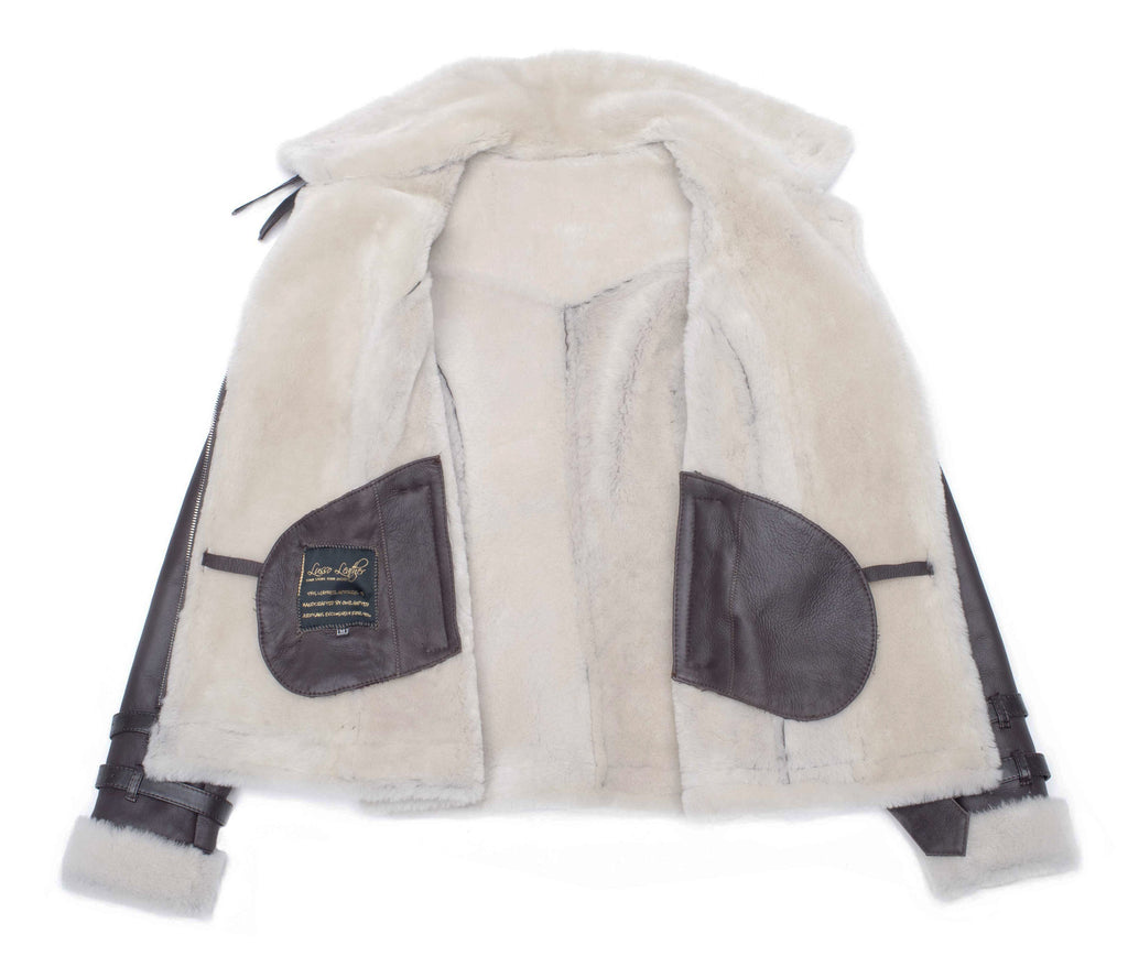 Jayne's Sheepskin Brown Biker Shearling Jacket - Shearling leather