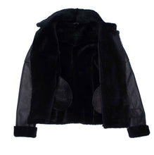Load image into Gallery viewer, Tasha&#39;s Black Sheepskin Shearling B-3 Bomber Style Jacket - Shearling leather
