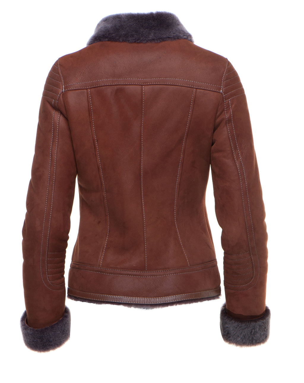 Reyna's Tan Sheepskin Shearling B-3 Bomber Style Jacket - Shearling leather
