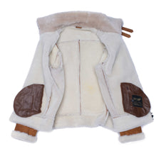 Load image into Gallery viewer, Hagan&#39;s Tan Aviator Bomber Suede Shearling Jacket - Shearling leather

