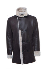 Load image into Gallery viewer, Jozef&#39;s 3/4 length brown shearling buttoned coat - Shearling leather
