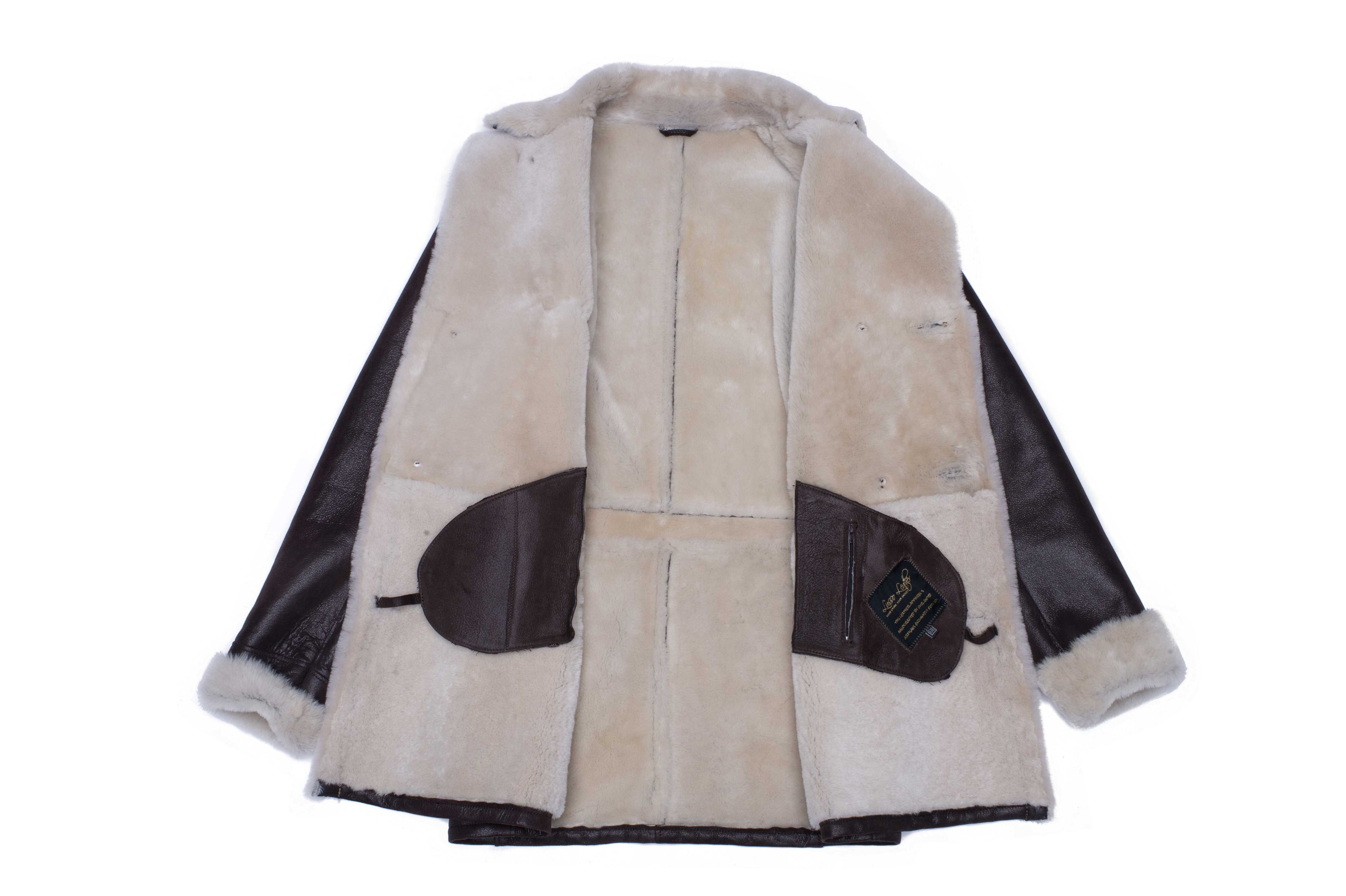 Jozef's 3/4 length brown shearling buttoned coat - Shearling leather