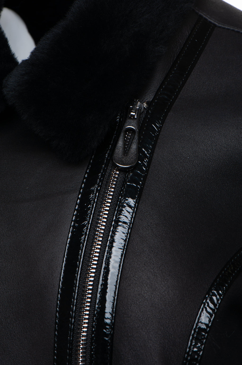 Tasha's Black Sheepskin Shearling B-3 Bomber Style Jacket - Shearling leather
