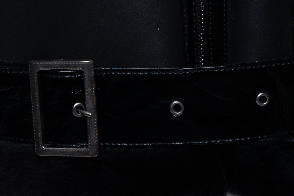 Tasha's Black Sheepskin Shearling B-3 Bomber Style Jacket - Shearling leather