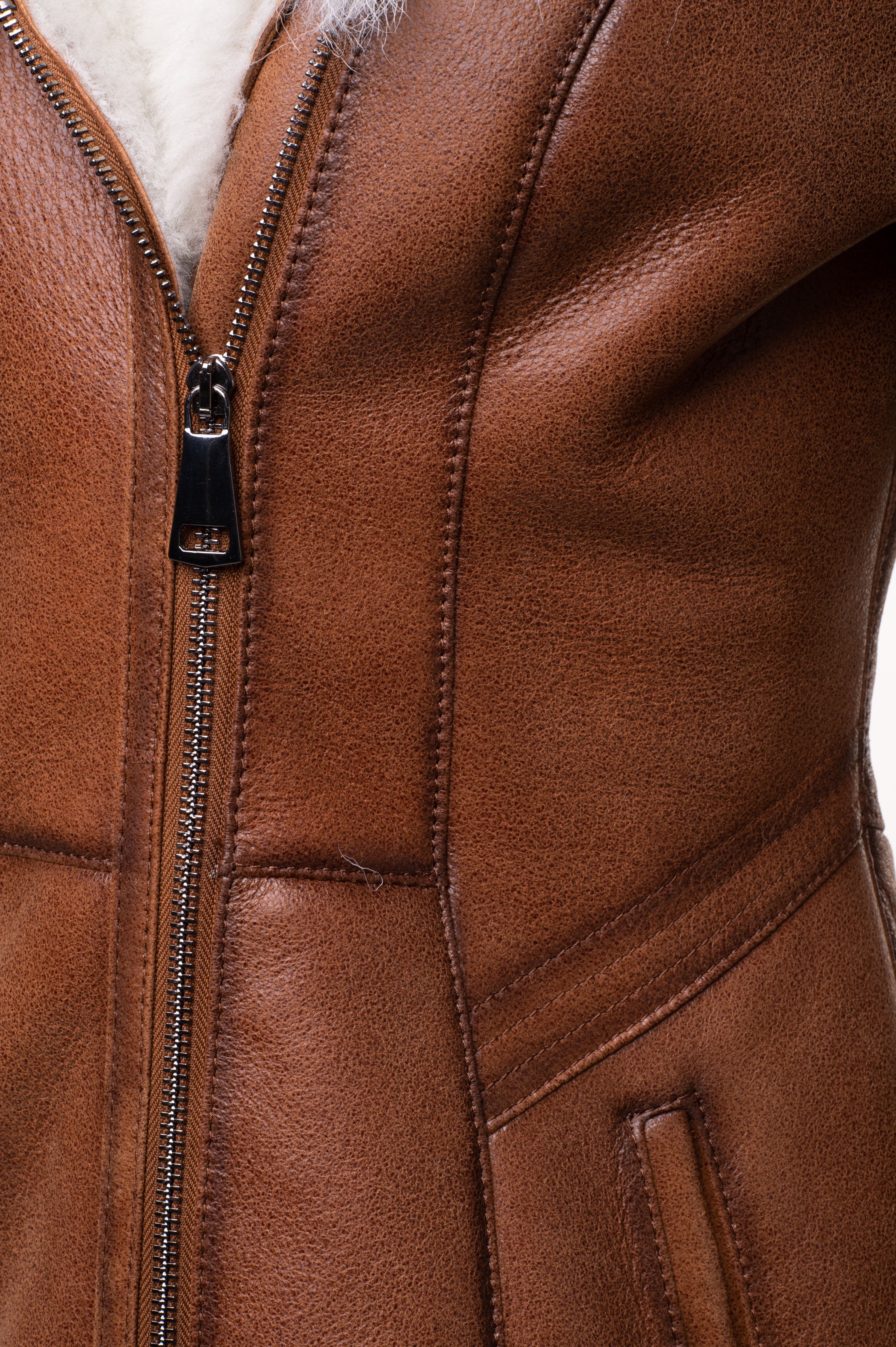 Ayva's Tan Shearling coat with fox fur trim Hoodie - Shearling leather