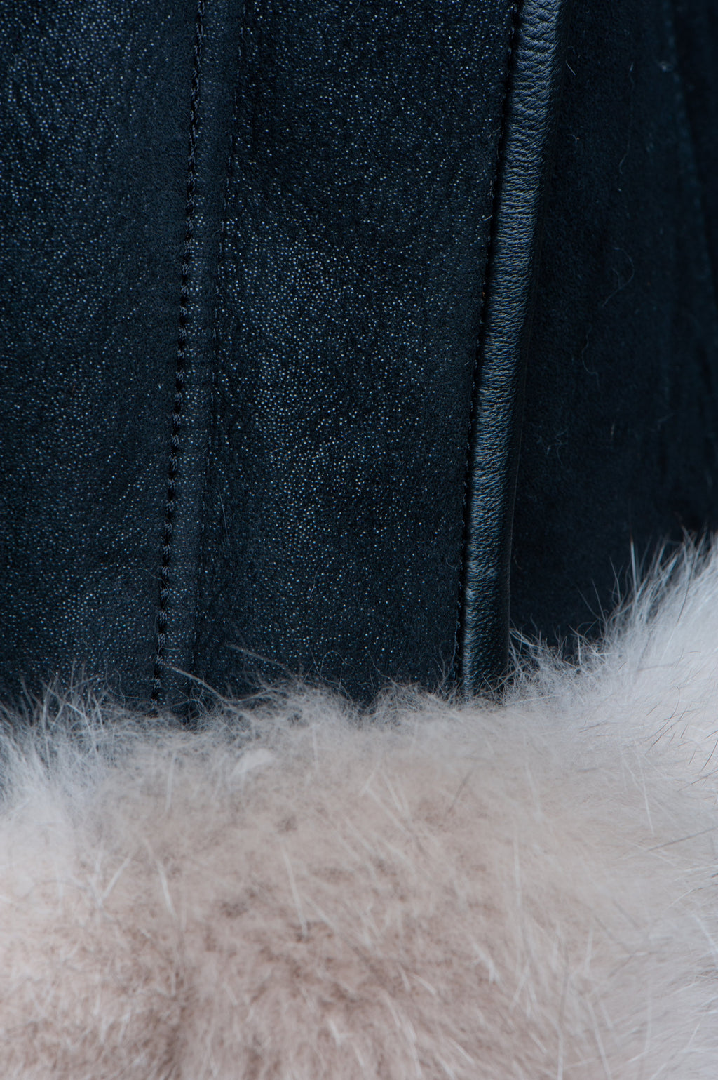 Cecily's Black Shearling Sheepskin Jacket with Fox fur trim - Shearling leather