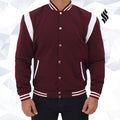 Jesse Maroon Letterman Jacket - Shearling leather