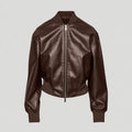 Brown Women's B3  Sheepskin Shearling Aviator Motorbike Leather Jacket