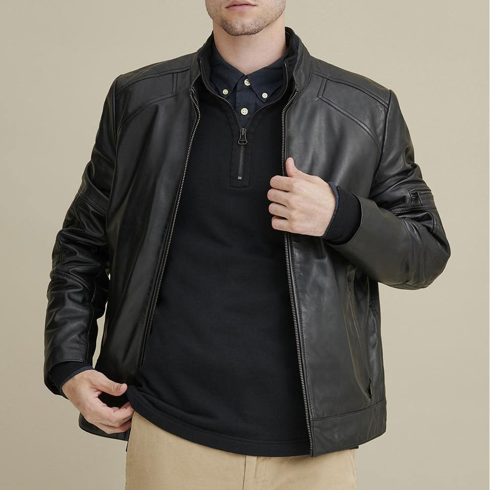 Men's Moto Biker Leather Motorcycle Jacket
