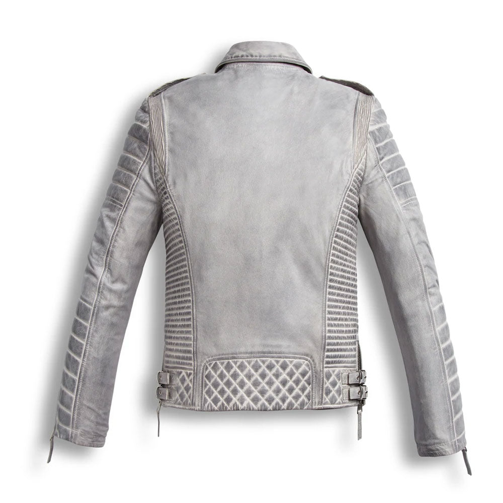 White Waxed Biker Leather Motorcycle Jacket | Motorbike Leather Jacket