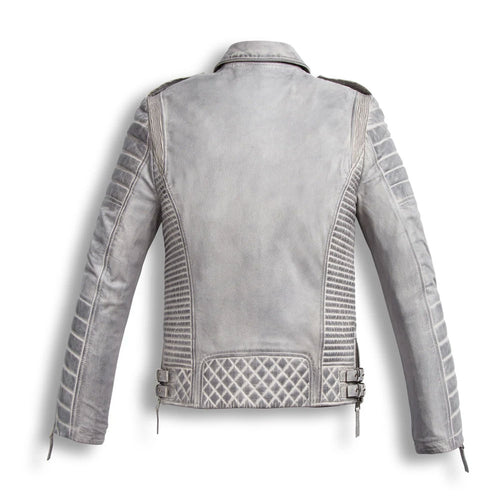 White Waxed Biker Leather Motorcycle Jacket | Motorbike Leather Jacket