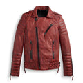 Men Red Biker Leather Motorbike Riding Motorcycle Jacket