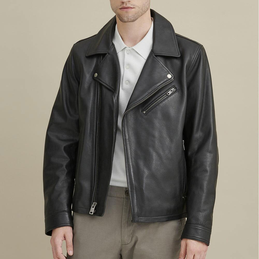 Men's Real Biker Leather Motorbike Moto Jacket