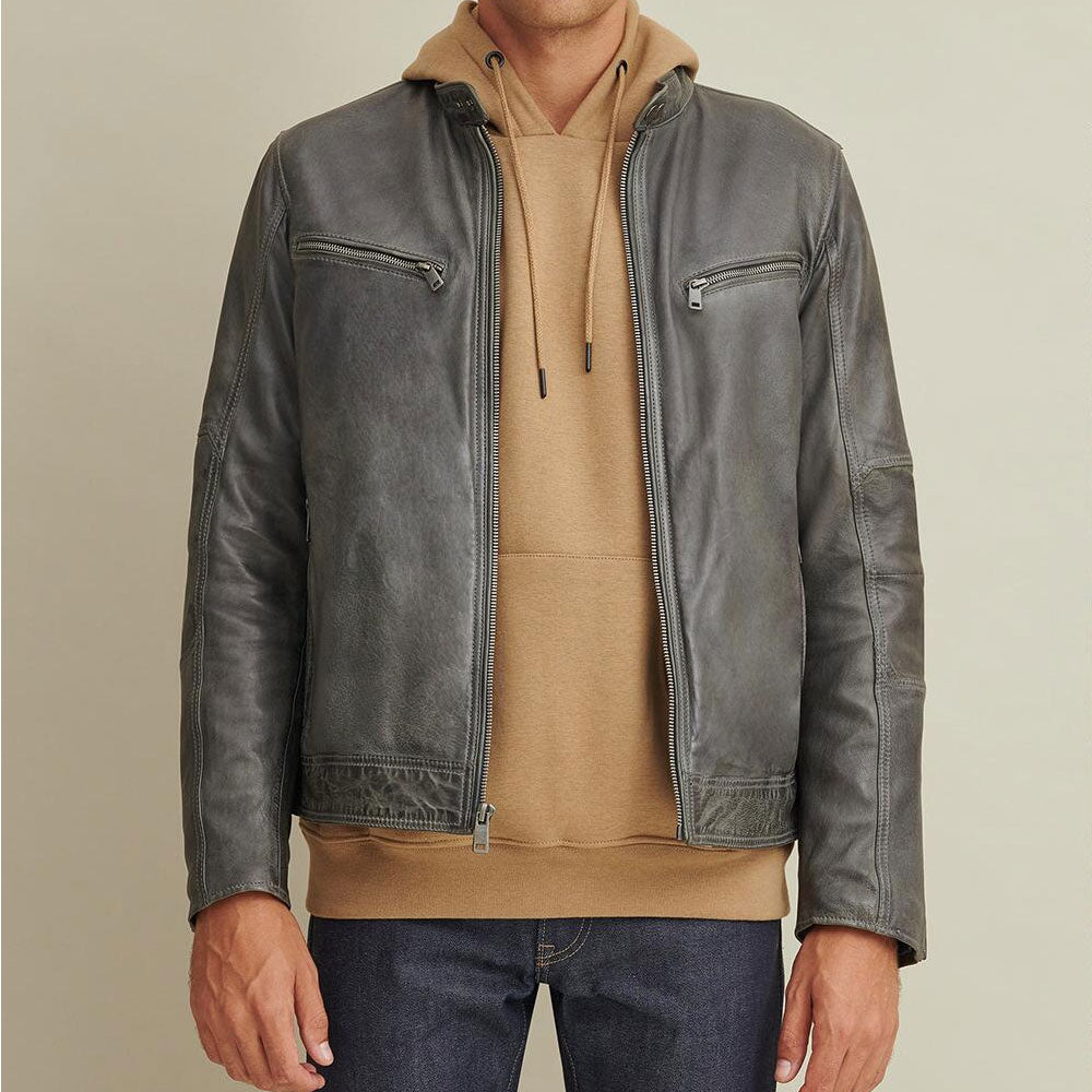 Greensih Motorbike Leather Moto Riding Motorcycle Biker Jacket